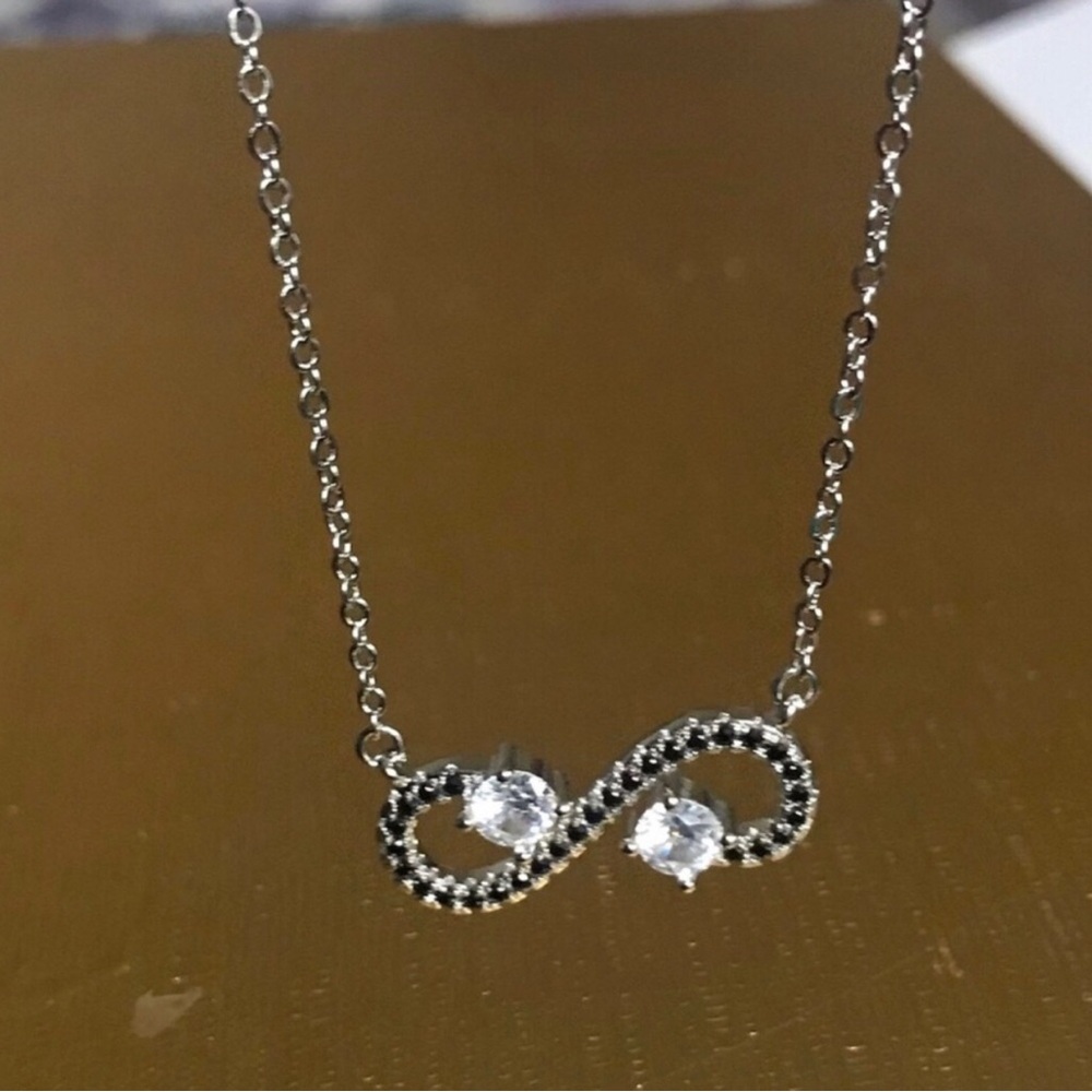 Sterling Silver Infinity Pendant Necklace with Clear Crystals
